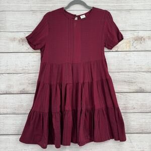 Patrons of Peace‎ Geometric Print Babydoll Mini Dress Womens Small Red Wine